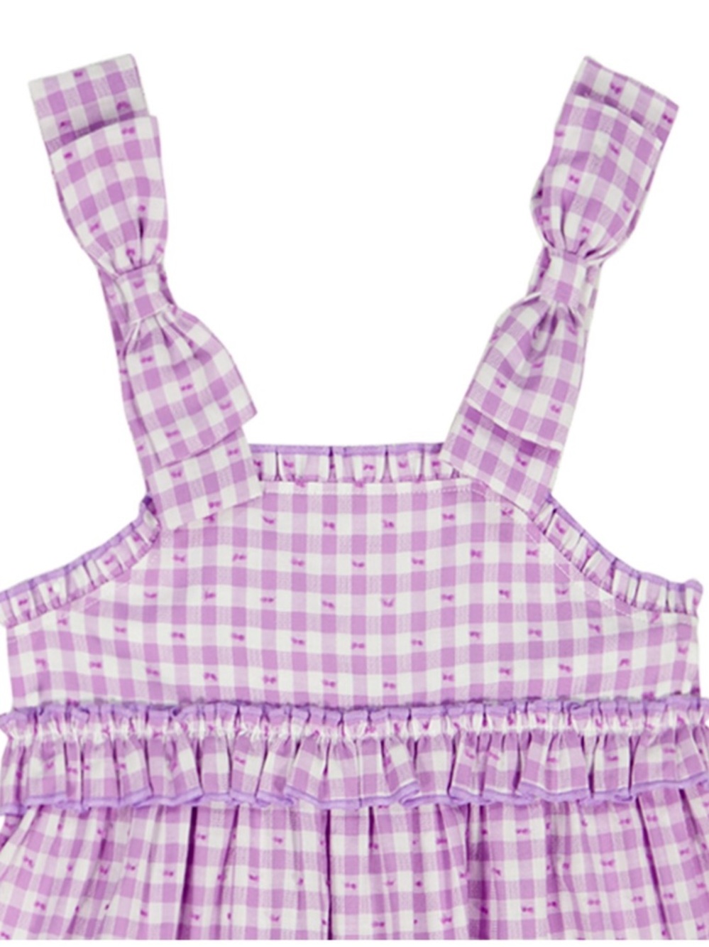 New - Kids Headquarters Purple Gingham Tiered Ruffle Top for Girls | 6X - Picture 3 of 9